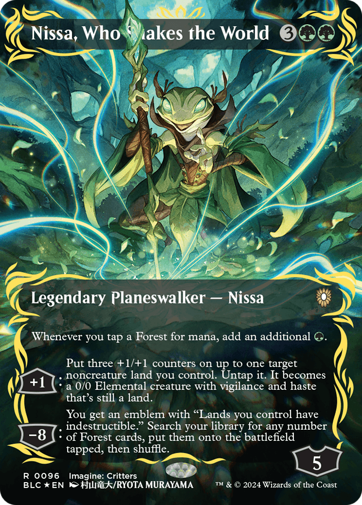 Nissa, Who Shakes the World (Borderless) (Raised Foil)