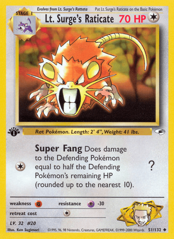 Lt. Surge's Raticate (1st Edition)