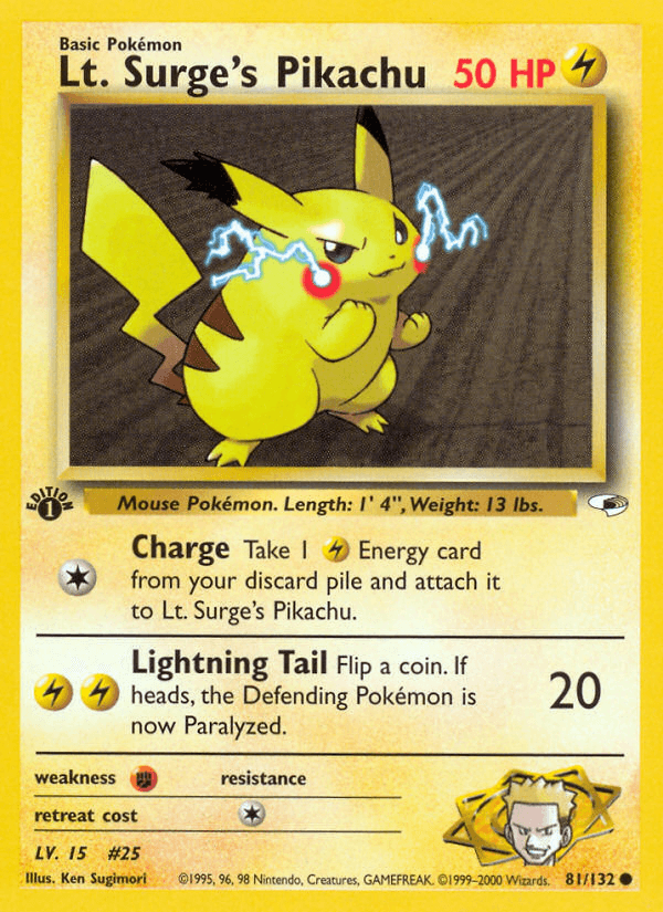 Lt. Surge's Pikachu (1st Edition)