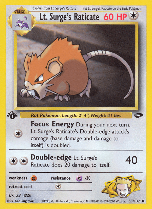 Lt. Surge's Raticate (1st Edition)